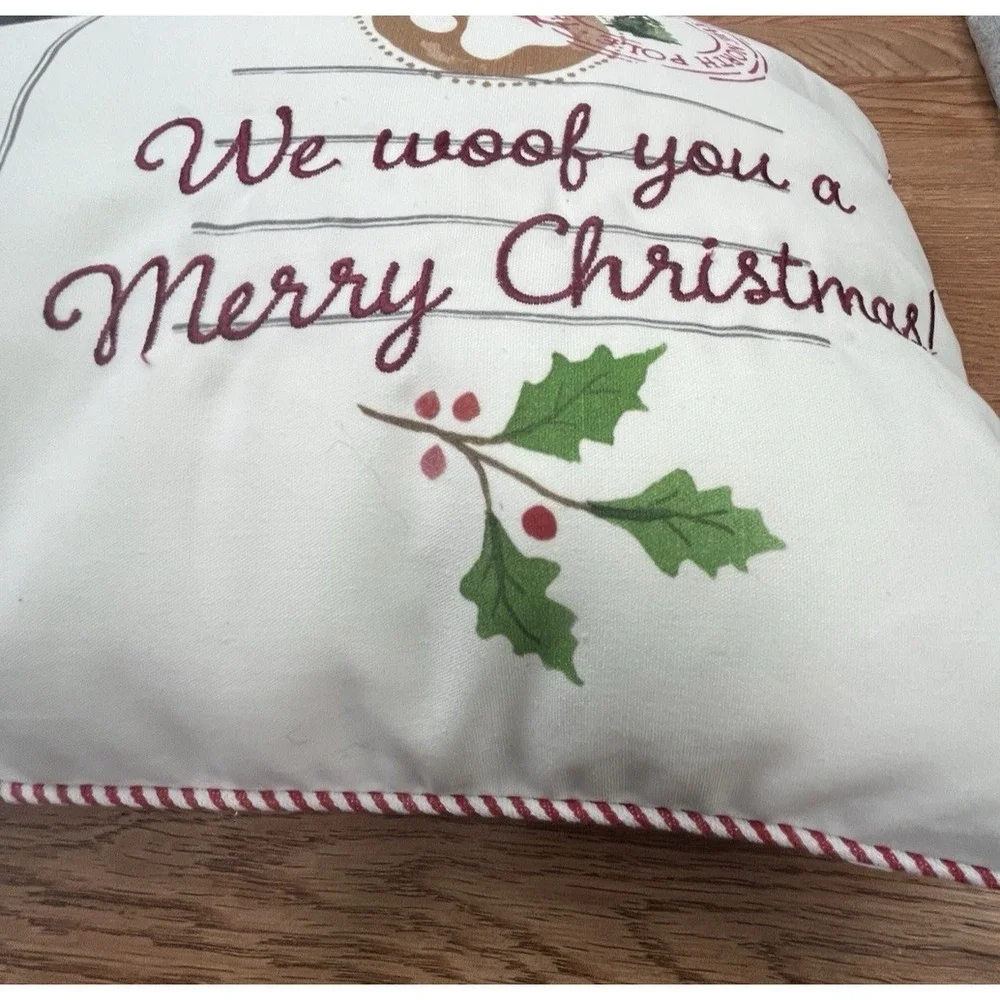 Isaac Mizrahi Postcard Season Greetings Dogs Christmas Throw Pillow 13